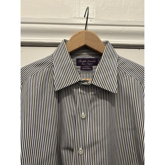 Men’s Ralph Lauren Purple Label Dress Shirt Size 17.5-35 Striped French Cuff